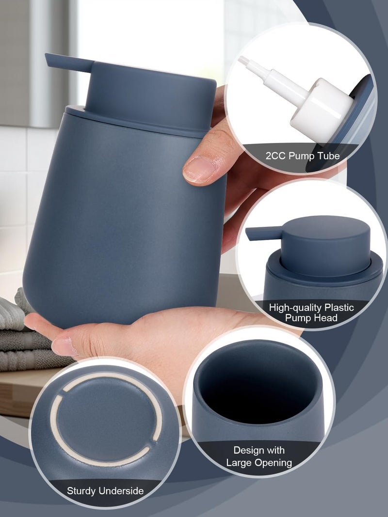 INGOFIN Ceramic Foaming Soap Dispenser - 12 oz Foam Hand Soap Dispenser Bathroom, Ceramic Dish Soap Modern Dispenser with Pump for Kitchen, Matte Blue - Image 4